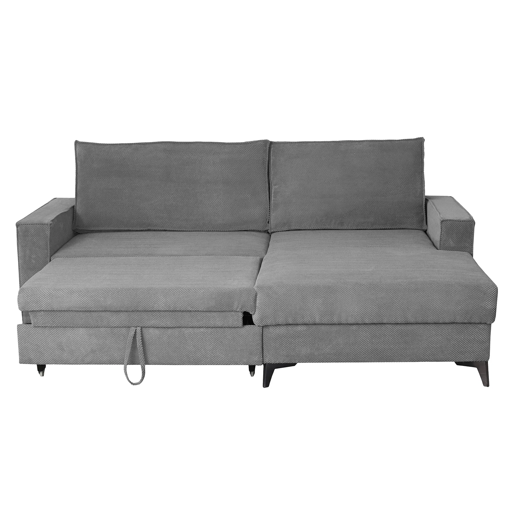 Coltar extensibil FREDERIC, cu arcuri si lada depozitare, colt dreapta, gri inchis, 235x160x95 cm [2]
