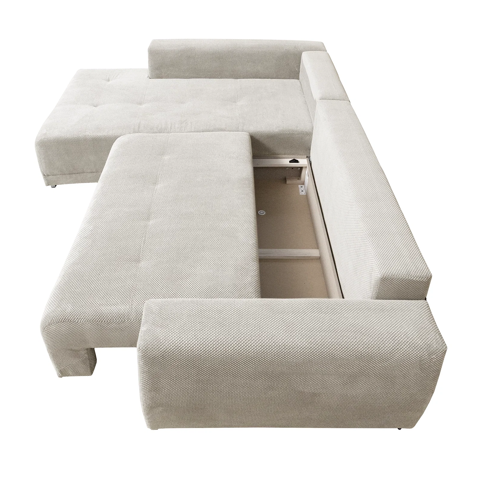 Coltar extensibil MARIBO LC, cu arcuri si lada depozitare, colt stanga, bej, 282x205x92 cm [5]