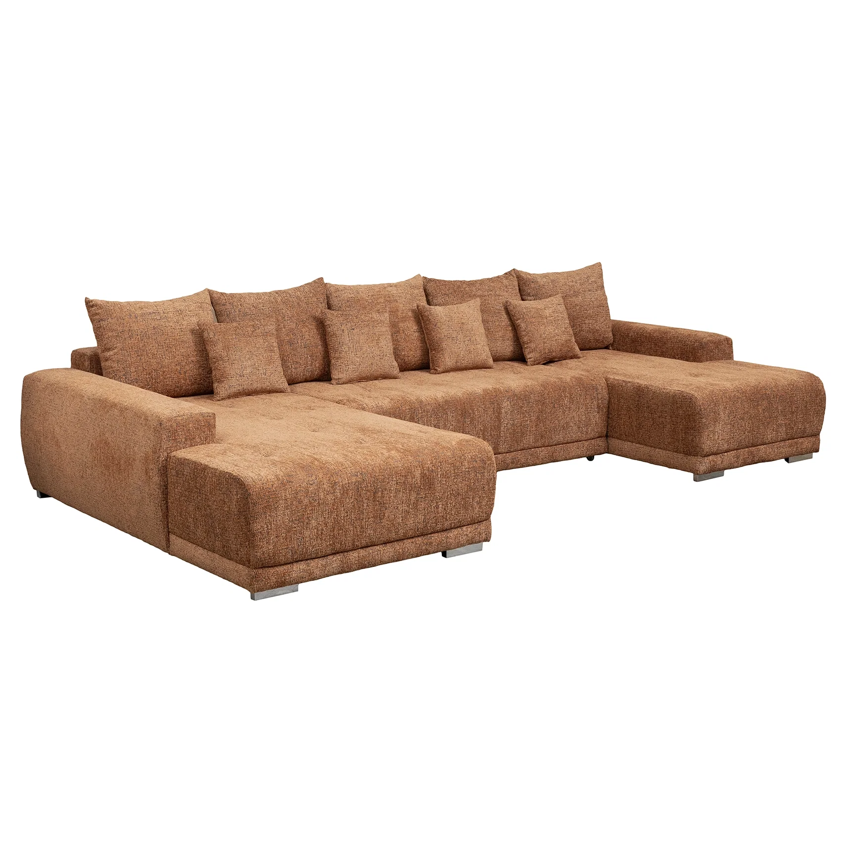 Coltar extensibil MARIBO U, cu arcuri si lada depozitare, colt stanga, caramiziu, 350x203x90 cm [2]
