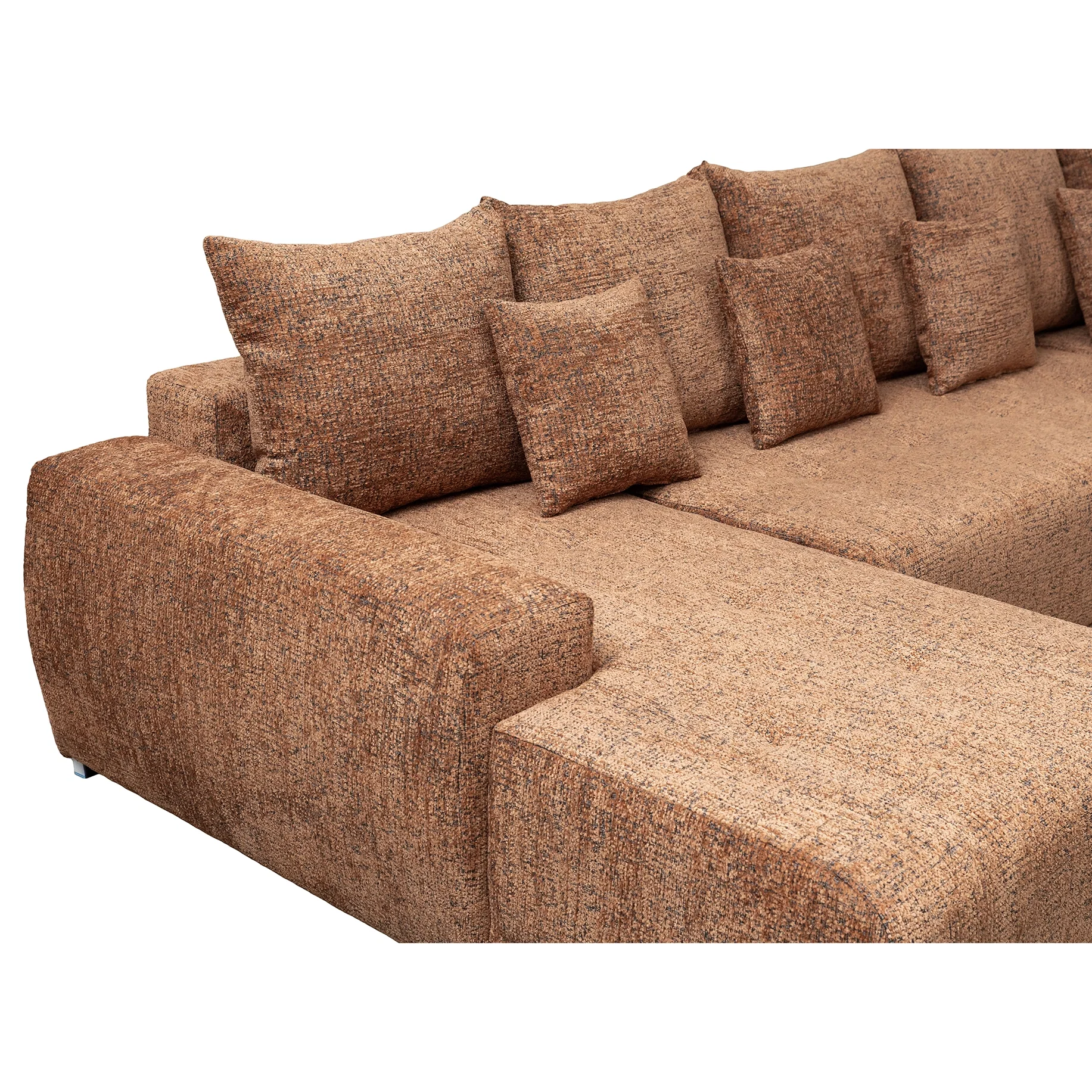 Coltar extensibil MARIBO U, cu arcuri si lada depozitare, colt stanga, caramiziu, 350x203x90 cm [8]