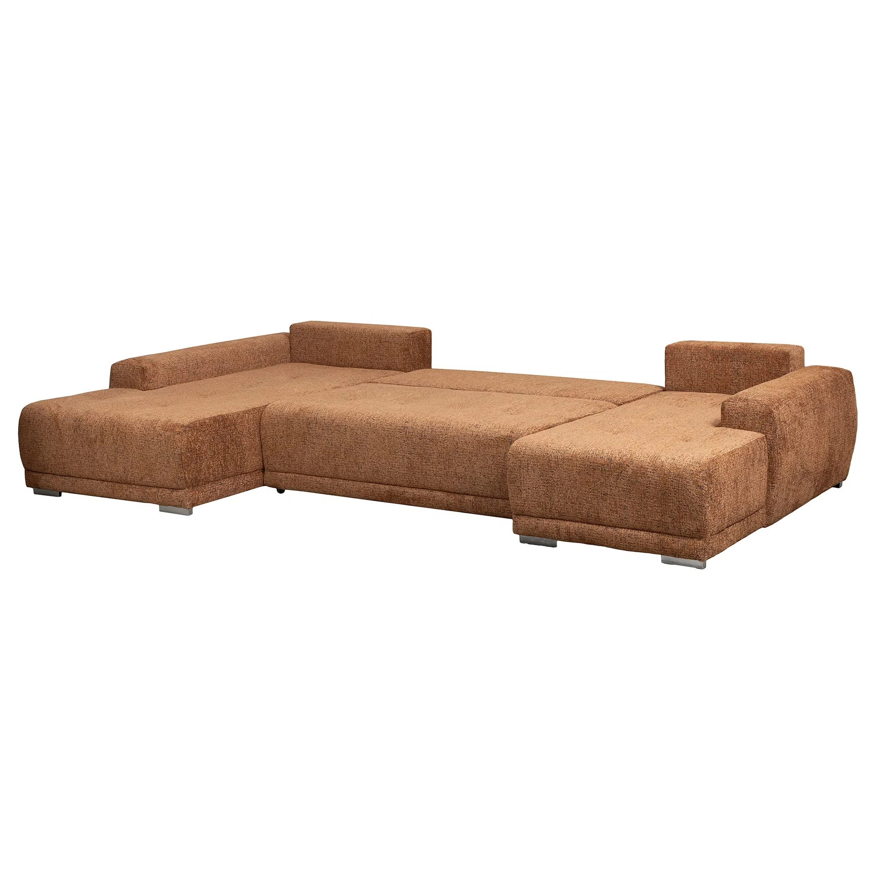 Coltar extensibil MARIBO U, cu arcuri si lada depozitare, colt stanga, caramiziu, 350x203x90 cm [4]