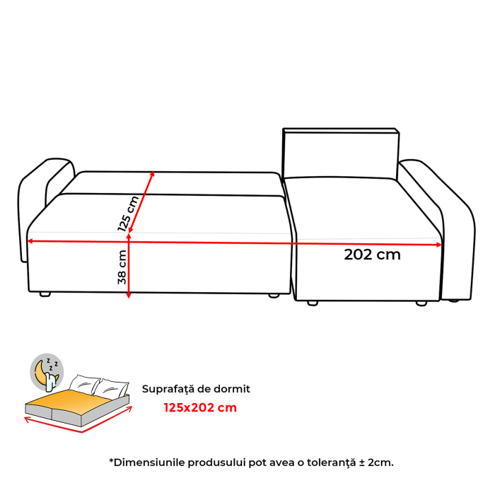 Coltar extensibil RIO, cu arcuri si lada depozitare, colt interschimbabil, diverse culori Grupa 2, 235x140x83 cm [5]