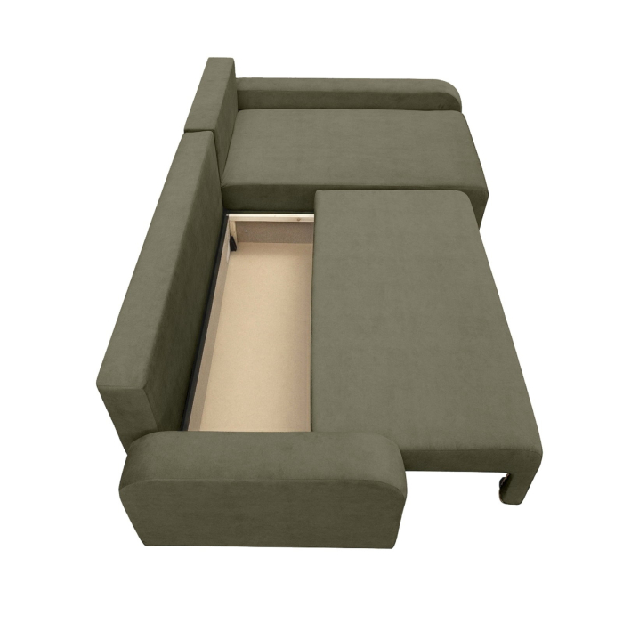 Coltar extensibil RIO, cu arcuri si lada depozitare, colt interschimbabil, kaki, 235x140x83 cm [4]