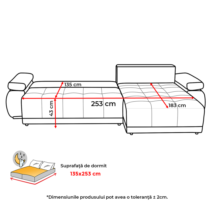 Coltar extensibil SAINT TROPEZ, cu arcuri si lada depozitare, colt interschimbabil, 315x204x85 cm [18]