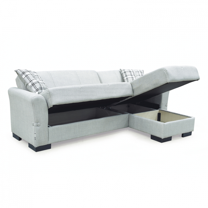 Coltar FLAMINGO extensibil, cu lada depozitare, colt interschimbabil, 240x145x80 cm - Expomob [3]