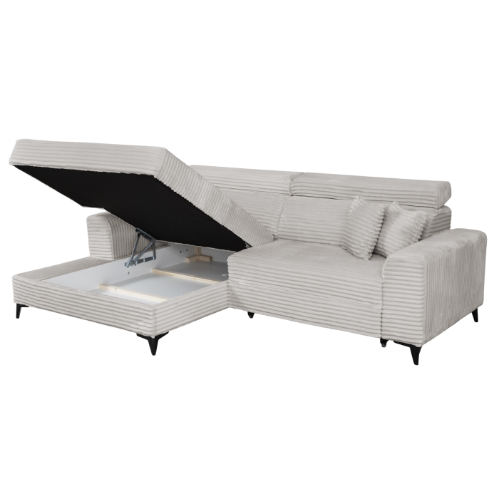 Coltar FLORIDA ONE L TILIA extensibil, cu arcuri si lada depozitare, colt stanga, bej, 280x175x95 cm [7]