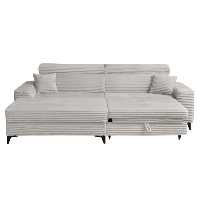 Coltar FLORIDA ONE L TILIA extensibil, cu arcuri si lada depozitare, colt stanga, bej, 280x175x95 cm [5]