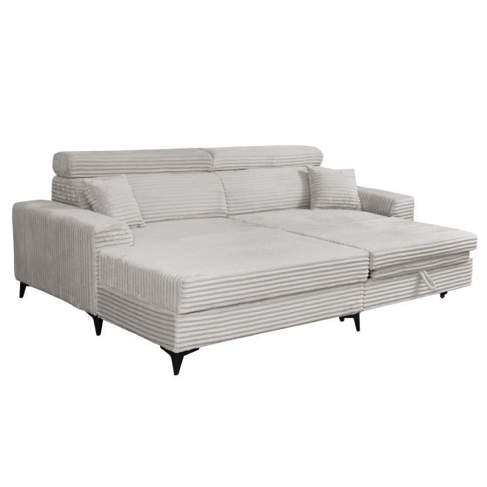 Coltar FLORIDA ONE L TILIA extensibil, cu arcuri si lada depozitare, colt stanga, bej, 280x175x95 cm [6]