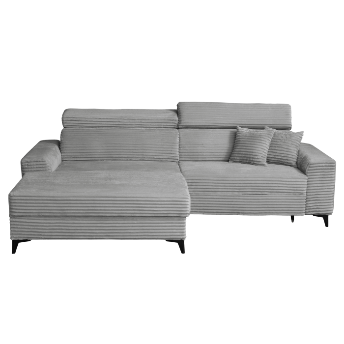 Coltar FLORIDA ONE L TILIA extensibil, cu arcuri si lada depozitare, colt stanga, gri deschis, 280x175x95 cm [2]