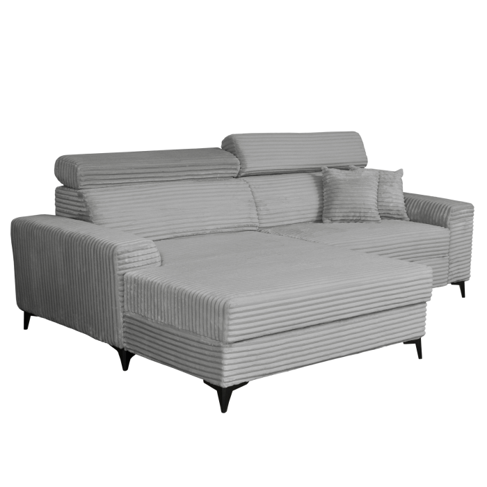 Coltar FLORIDA ONE L TILIA extensibil, cu arcuri si lada depozitare, colt stanga, gri deschis, 280x175x95 cm [4]