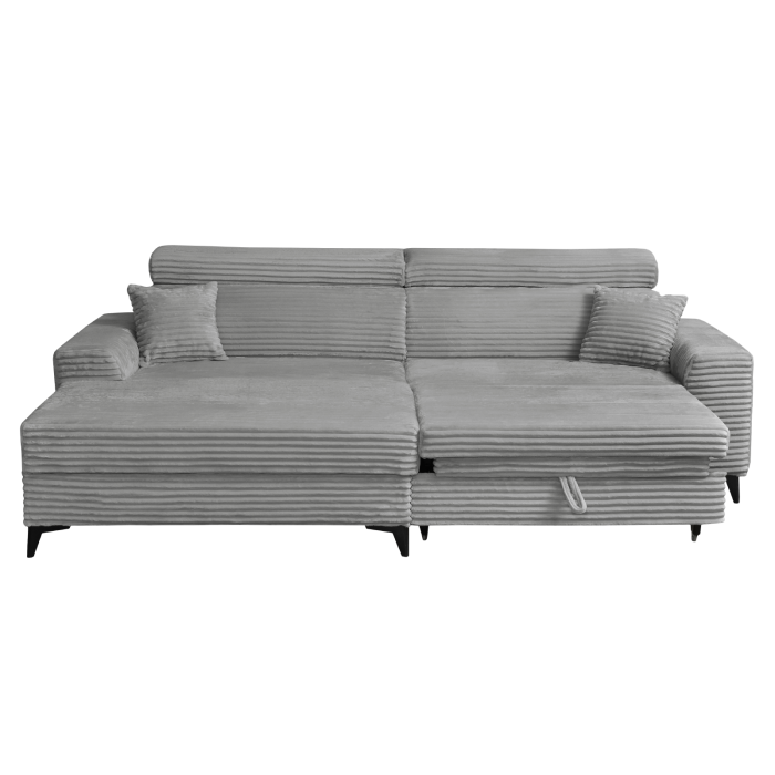 Coltar FLORIDA ONE L TILIA extensibil, cu arcuri si lada depozitare, colt stanga, gri deschis, 280x175x95 cm [5]