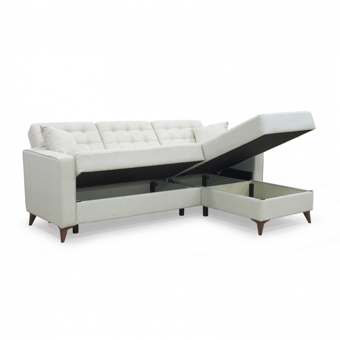 Coltar LUCIANO extensibil, cu lada depozitare, colt interschimbabil, gri, 230x145x80 cm - Expomob [3]