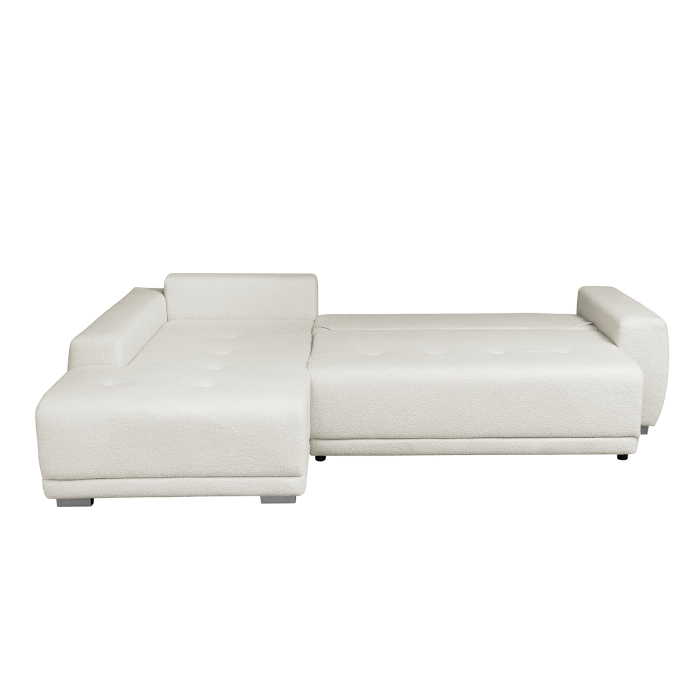 Coltar MARIBO L BUCLE extensibil, cu arcuri si lada depozitare, colt stanga, crem, 280x204x92 cm [3]