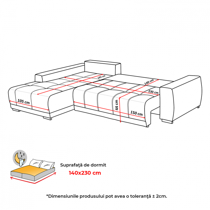 Coltar MARIBO extensibil, cu arcuri si lada depozitare, 280x204x92 cm - ExpoMob [9]