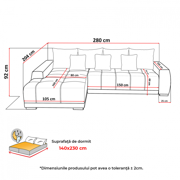 Coltar MARIBO extensibil, cu arcuri si lada depozitare, 280x204x92 cm - ExpoMob [8]