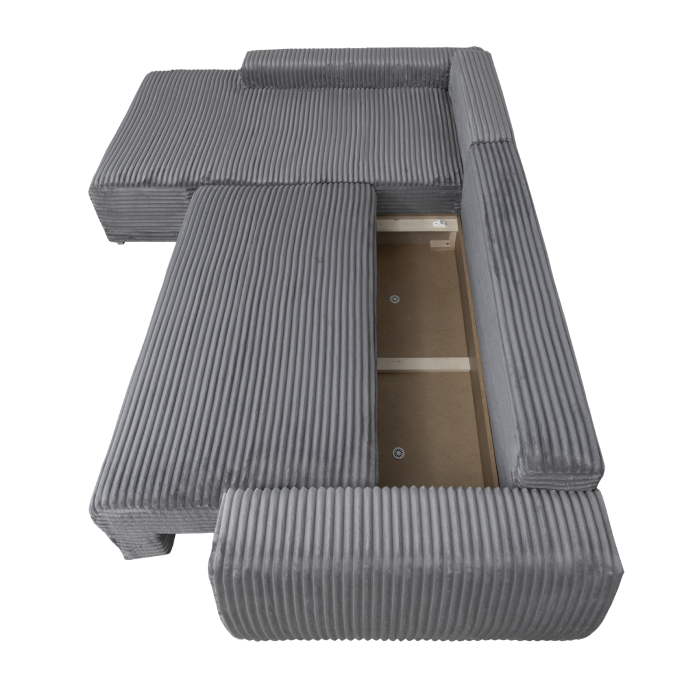 Coltar MARIBO L TILIA extensibil, cu arcuri si lada depozitare, colt stanga, gri inchis, 280x204x92 cm [6]