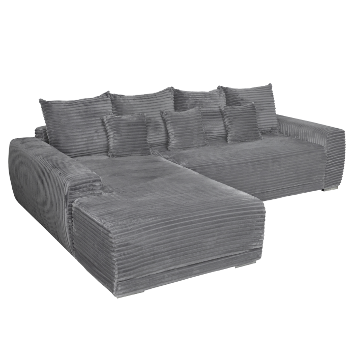 Coltar MARIBO L TILIA extensibil, cu arcuri si lada depozitare, colt stanga, gri inchis, 280x204x92 cm [3]