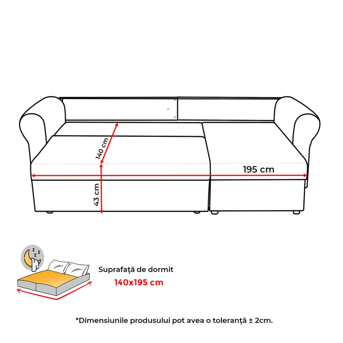 Coltar SARA II extensibil, cu lada depozitare, colt interschimbabil, 248x143x83 cm - ExpoMob [11]