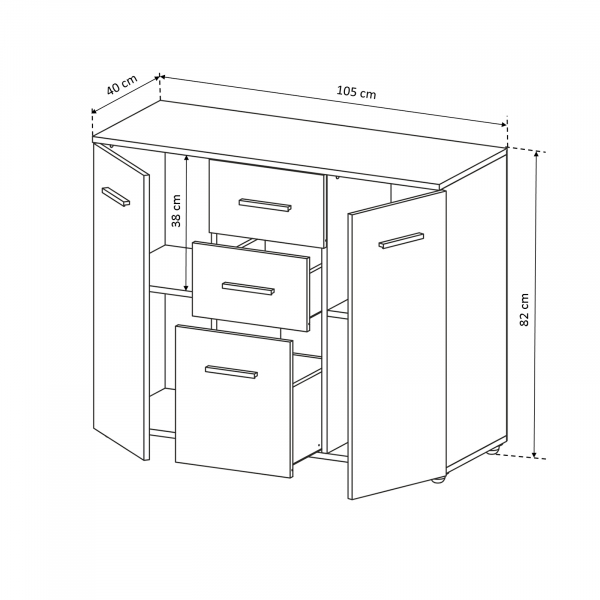 Comoda ALMA, 2 usi, 3 sertare, 105x40x82 cm - ExpoMob [4]