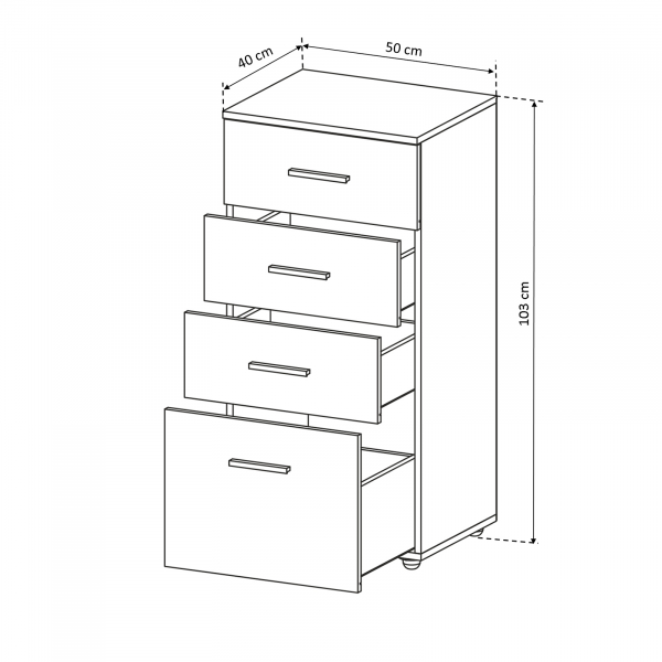 Comoda ALMA, 4 sertare, 50x40x103 cm - ExpoMob [3]