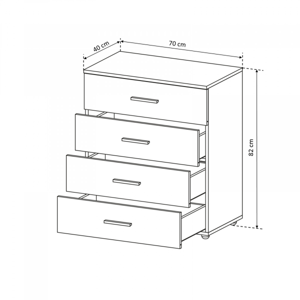 Comoda ALMA, 4 sertare, 70x40x82 cm - ExpoMob [4]