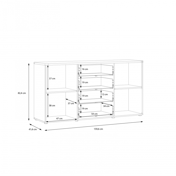 Comoda BBG, 2 usi, 4 sertare, artisan + alb, 160x42x83 cm - ExpoMob [7]