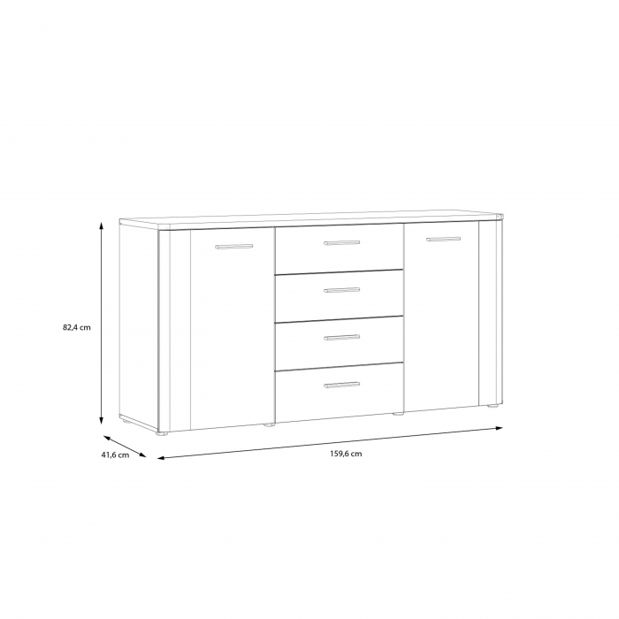 Comoda BBG, 2 usi, 4 sertare, artisan + alb, 160x42x83 cm - ExpoMob [6]
