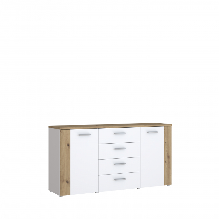 Comoda BBG, 2 usi, 4 sertare, artisan + alb, 160x42x83 cm - ExpoMob [2]