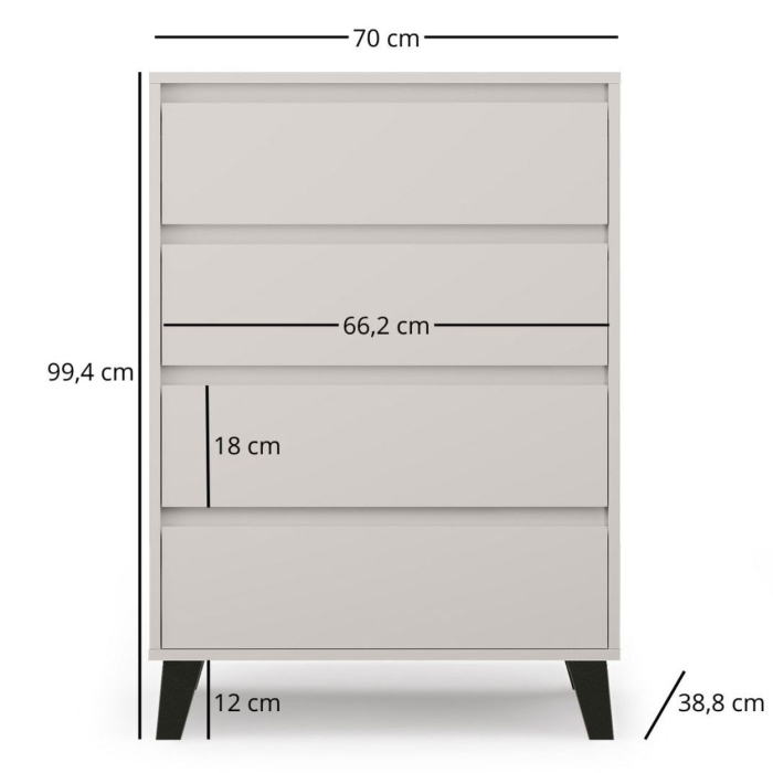 Comoda BORG, 4 sertare, casmir, 70x38,8x99,4 cm [4]