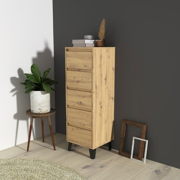 Comoda BORG, 5 sertare, stejar artisan, 40x38,8x120,4 cm [7]