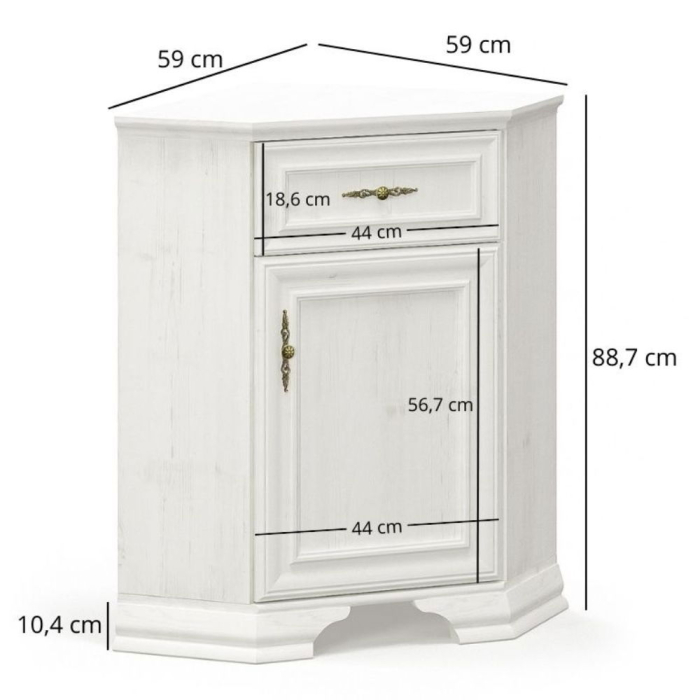 Comoda de colt IRYS, 1 usa, 1 sertar, pin anderson, 59x59x88,7 cm [2]