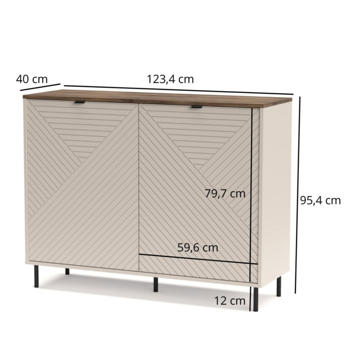 Comoda EVO, 2 usi, casmir + stejar castello, 123,4x40x95,4 cm [5]