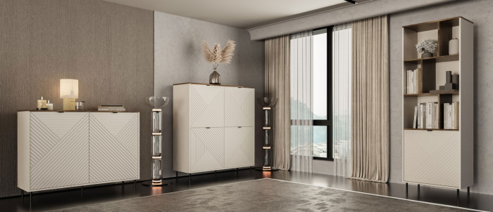 Comoda EVO, 2 usi, casmir + stejar castello, 123,4x40x95,4 cm [6]