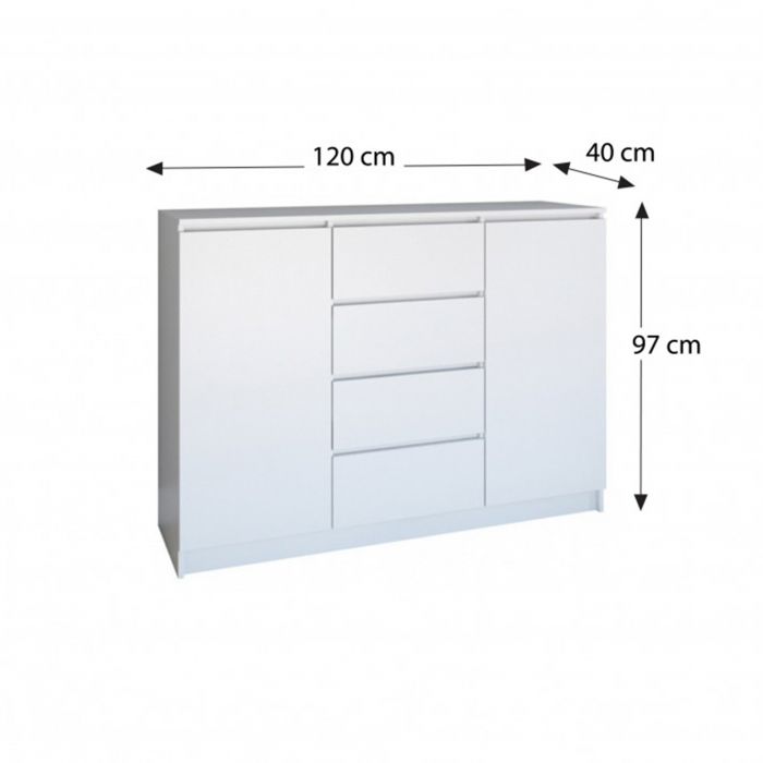 Comoda FLORA, 2 usi, 4 sertare, 120x40x97 cm - ExpoMob [3]