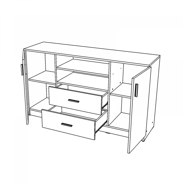 Comoda LUXOR, 2 usi, 2 sertare, 140x40x80 cm - ExpoMob [2]