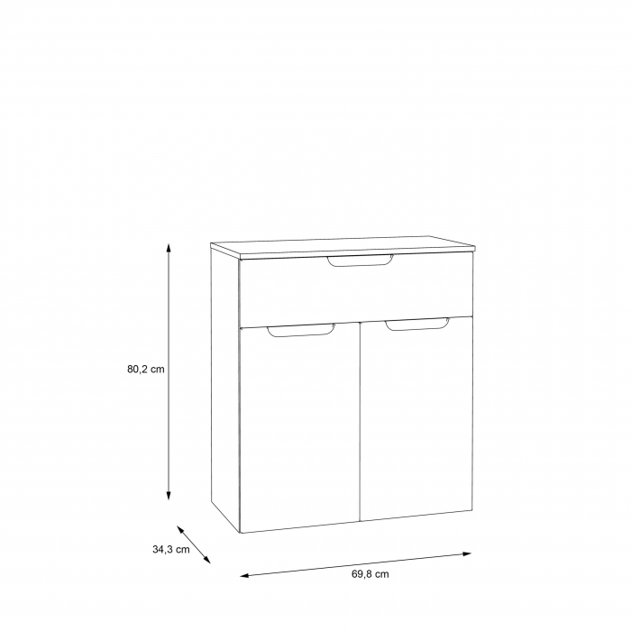 Comoda Moreno OREK221-P94, corp sherwood, fronturi alb, 70x34x80 cm - ExpoMob [4]