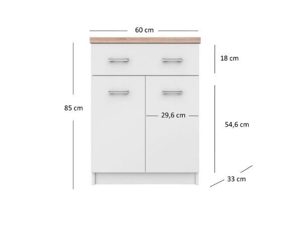 Comoda TOP MIX, 2 usi, 1 sertar, alb, 60x33x85 cm [4]