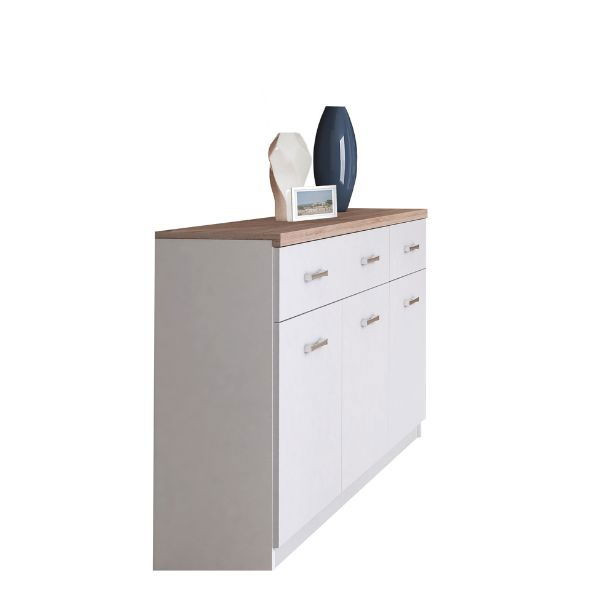 Comoda TOP MIX, 3 usi, 2 sertare, alb, 120x33x85 cm [2]