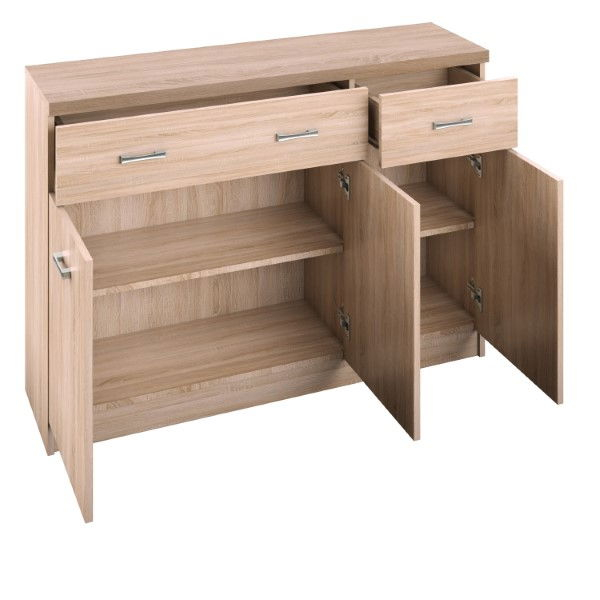 Comoda TOP MIX, 3 usi, 2 sertare, stejar sonoma, 120x33x85 cm [3]