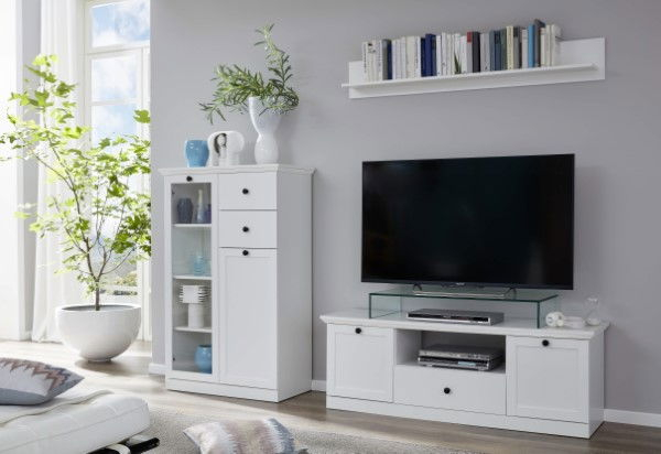 Comoda TV BRANDSON, 2 usi, 1 sertar, alb, 139x41x49 cm [11]