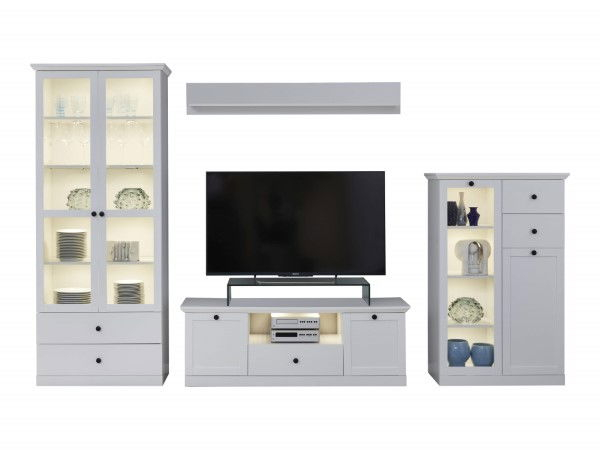 Comoda TV BRANDSON, 2 usi, 1 sertar, alb, 139x41x49 cm [9]