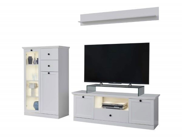 Comoda TV BRANDSON, 2 usi, 1 sertar, alb, 139x41x49 cm [12]