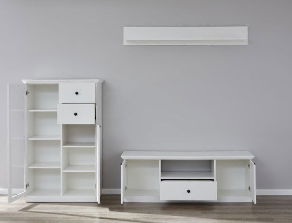 Comoda TV BRANDSON, 2 usi, 1 sertar, alb, 139x41x49 cm [7]