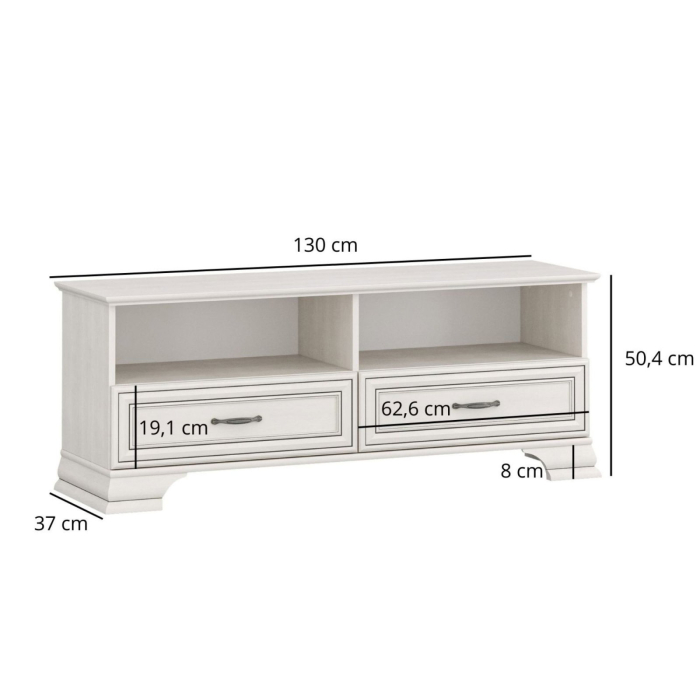 Comoda TV cu 2 sertare TIFFANY II, crem fineline, 130x37x50,4 cm [4]