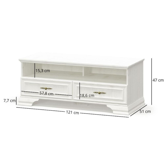 Comoda TV IRYS, 2 sertare, pin anderson, 121x51x47 cm [2]