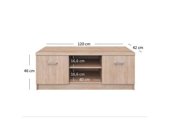 Comoda TV TOP MIX, 2 uși, stejar sonoma, 120x42x46 cm [4]