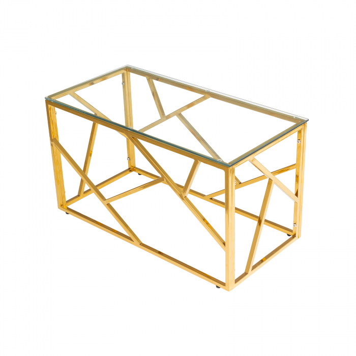 Consola cu blat sticla, auriu, 80x40x45cm - ExpoMob [2]