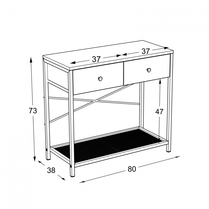 Consola Lenon, 2 sertare + spatiu pentru depozitare, 80x35,7x73 cm - ExpoMob [6]