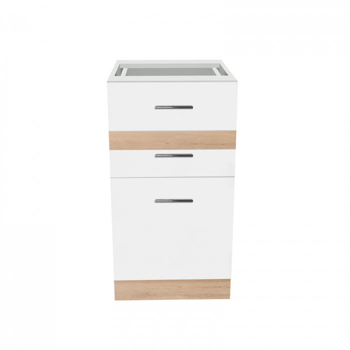 Corp inferior 40 YANA, cu 3 sertare, corp alb, 40x50x77 cm - ExpoMob [2]