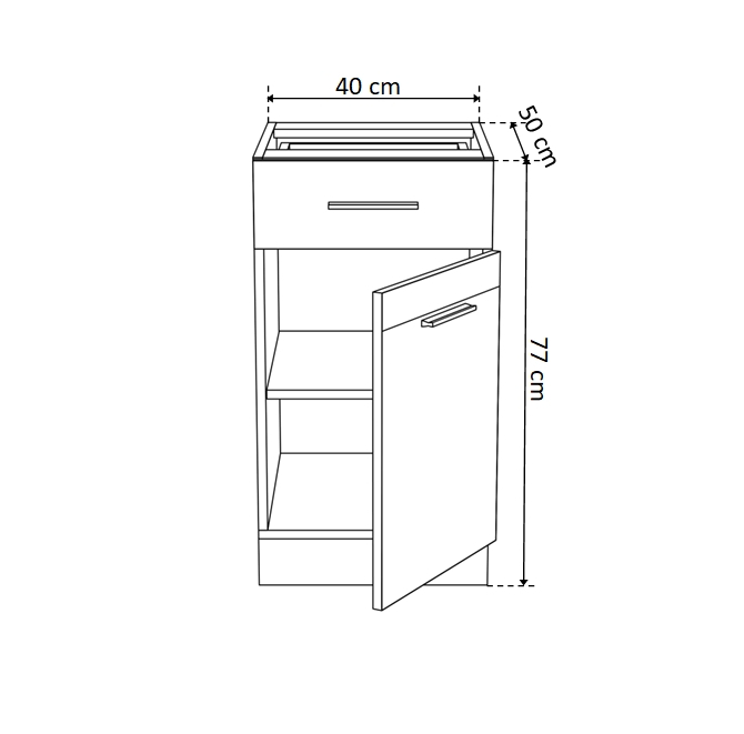 Corp inferior 40 YANA, 1 usa si 1 sertar, corp alb, 40x50x77 cm - ExpoMob [3]